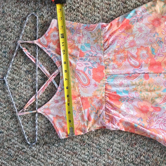 SO BRAND WOMEN'S JUNIOR SCOOPNECK "SKATER" PINK FLORAL ROMPER SIZE SMALL - Picture 9 of 15